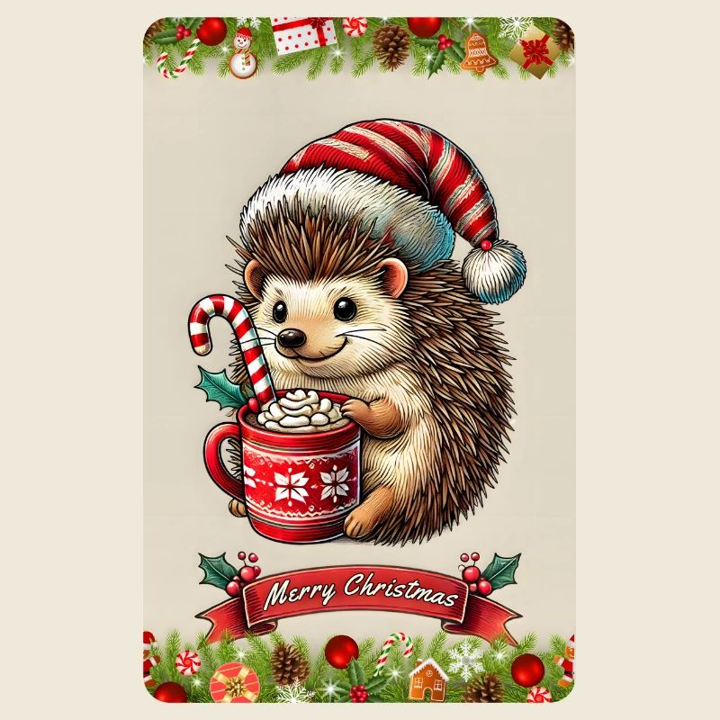Christmas hedgehogs with hot chocolate