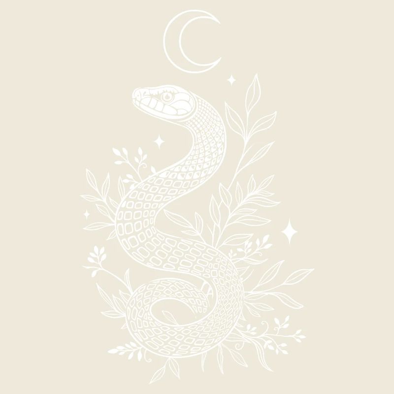 Snake with grasses and leaves in autumn
