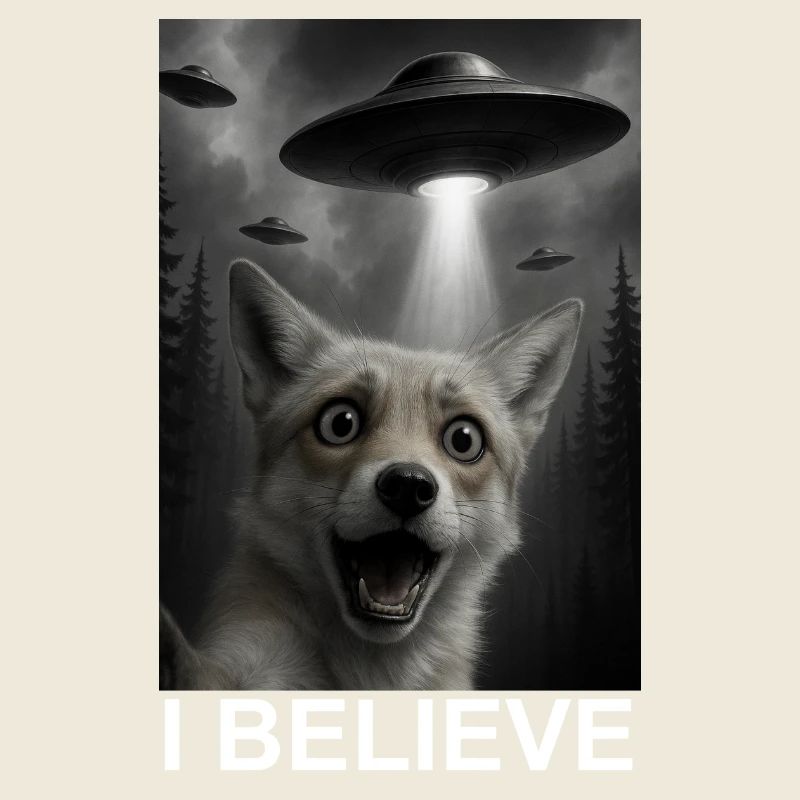 Fuchs UFO Entführung im Wald Humor Ausserirdisch