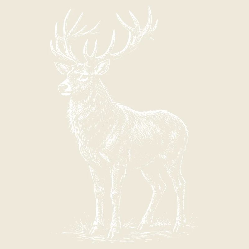 Weiße Hirsch-Silhouette mit Geweihen