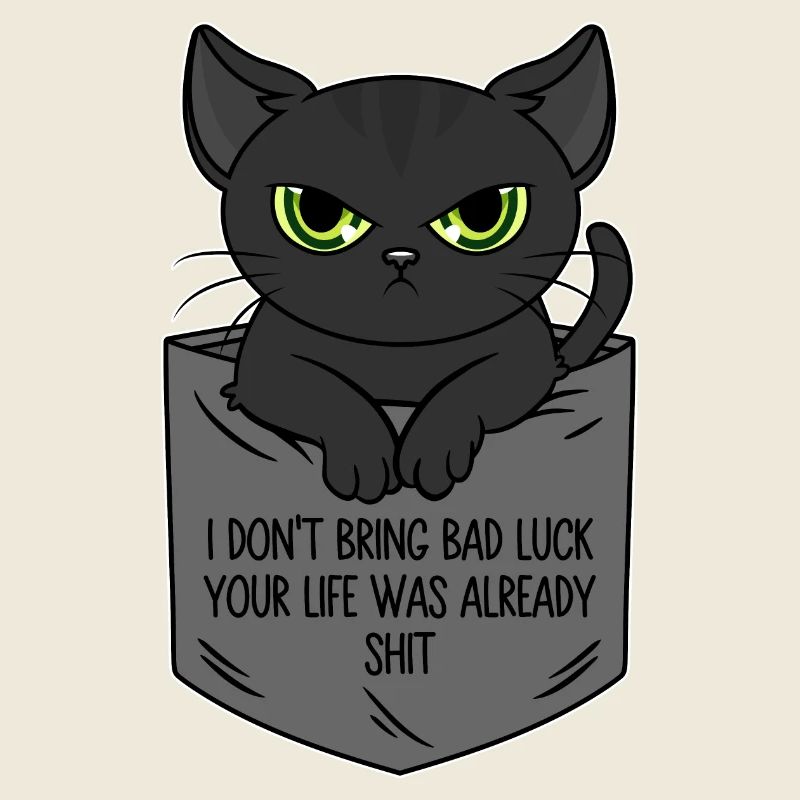 Poche poitrine chat noir Je n’apporte pas de malchance