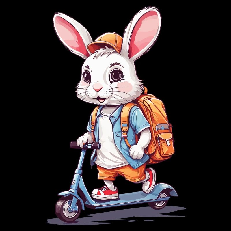 Funny School Beginner Bunny on Scooter Design