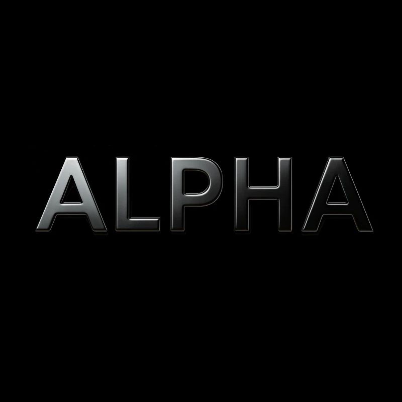 Alpha, matte, black, typo, font