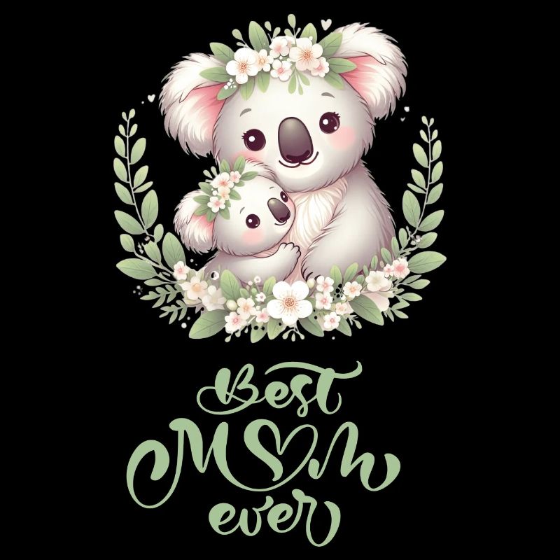 Meilleure maman jamais Koala embrasser Couronne de fleurs