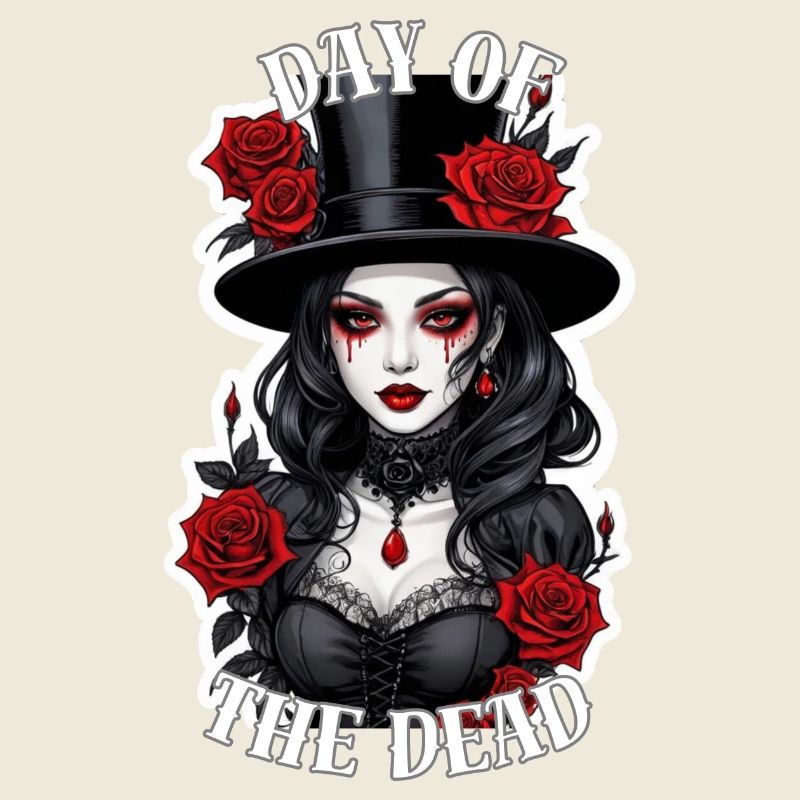 Gothic Lady mit roten Rosen