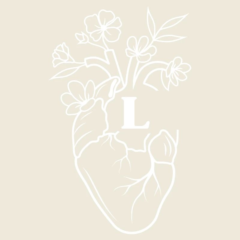 Buchstabe l Herz weiß Blumen Anatomie