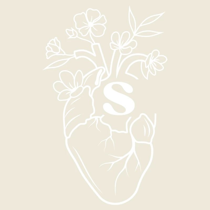 Buchstabe s Herz Weiße Blumen Anatomie