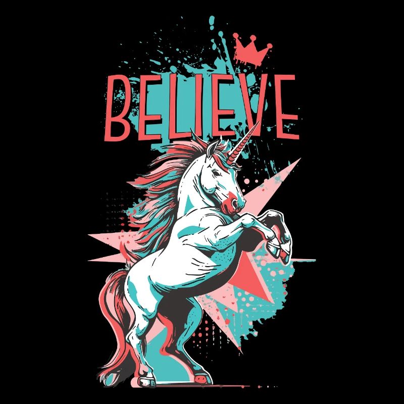Einhorn Glaube Vintage Retro Bunt Modern Trend