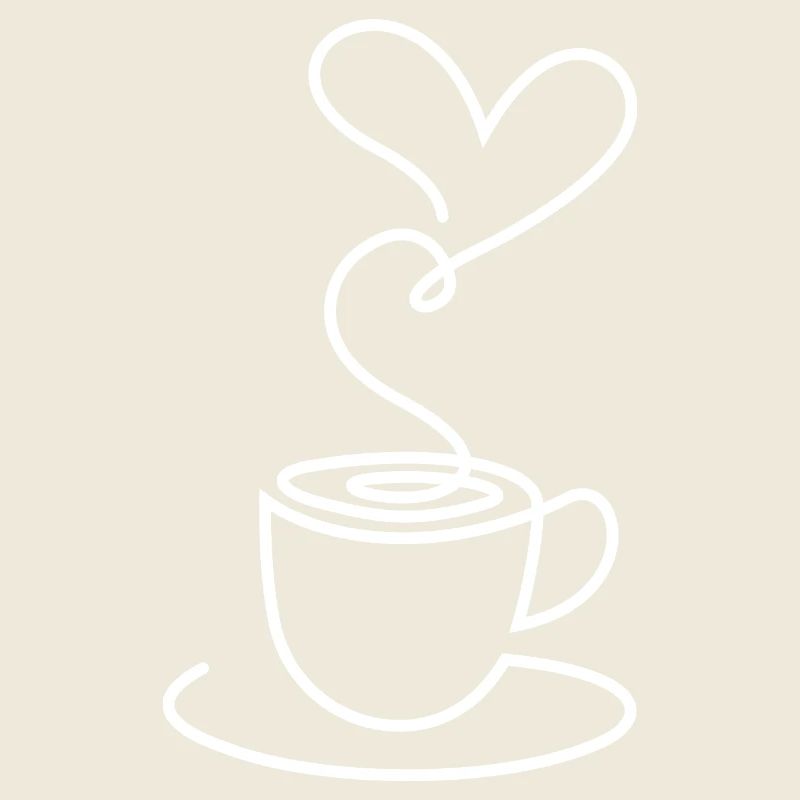 Tea Sketch with Heart Smoke – Romantic Motif