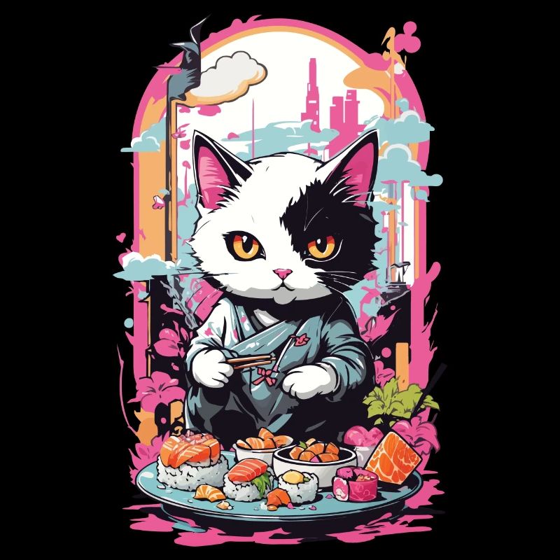 Kawaii Sushi Katze Pastell Goth Japan Style