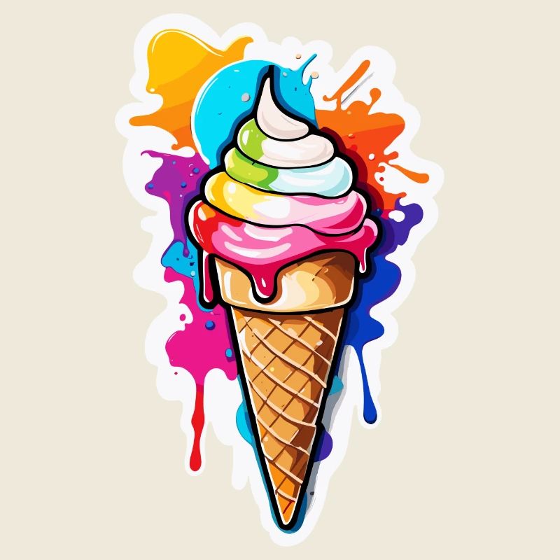 Crème glacée / Été / Soleil / Gaufre