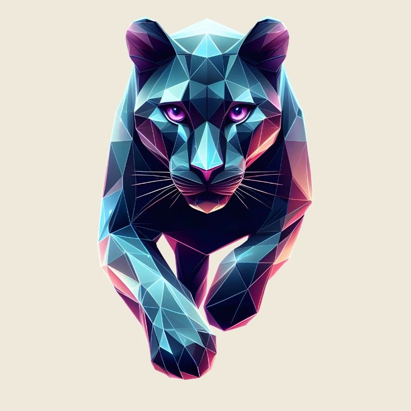 Blauer Panther Geometrisches Origami 3D
