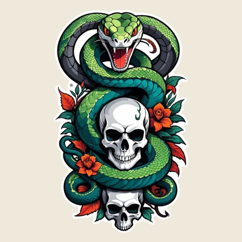 Snake Skeleton and Tattoo