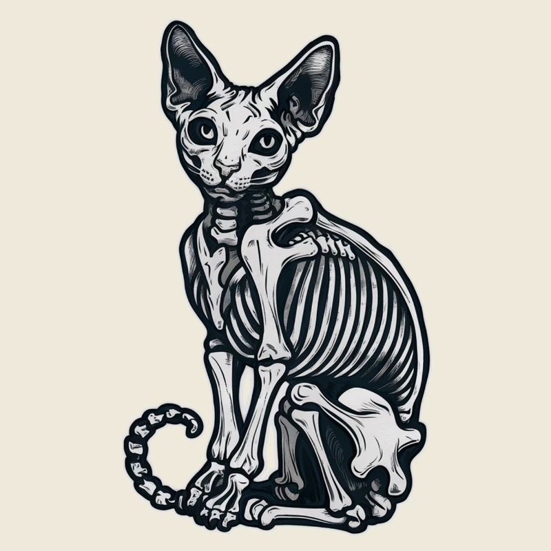 Katze Sphinx Skelett Tattoo