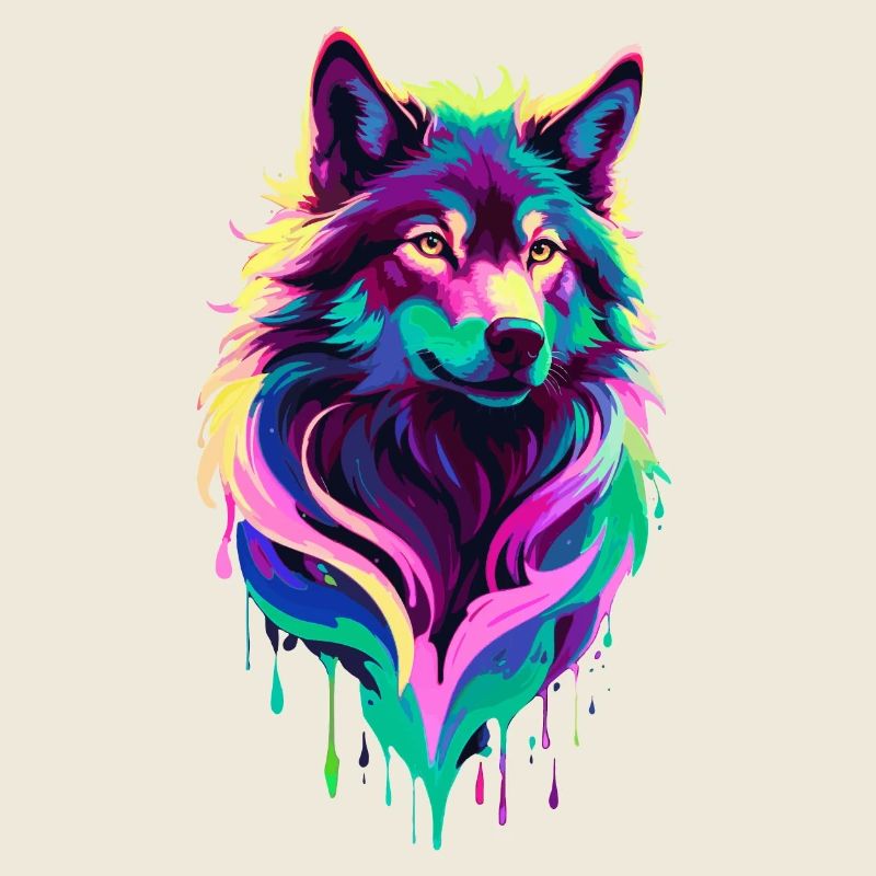 loup coloré graffiti tête de loup