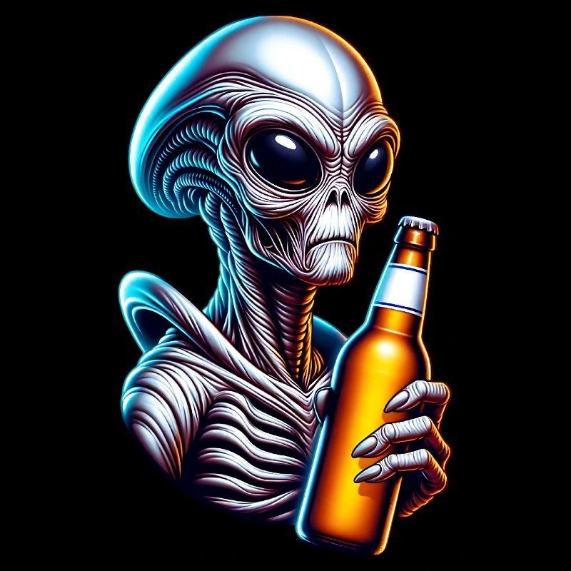 Cooler Alien mit Bier - lustiges Alien Design