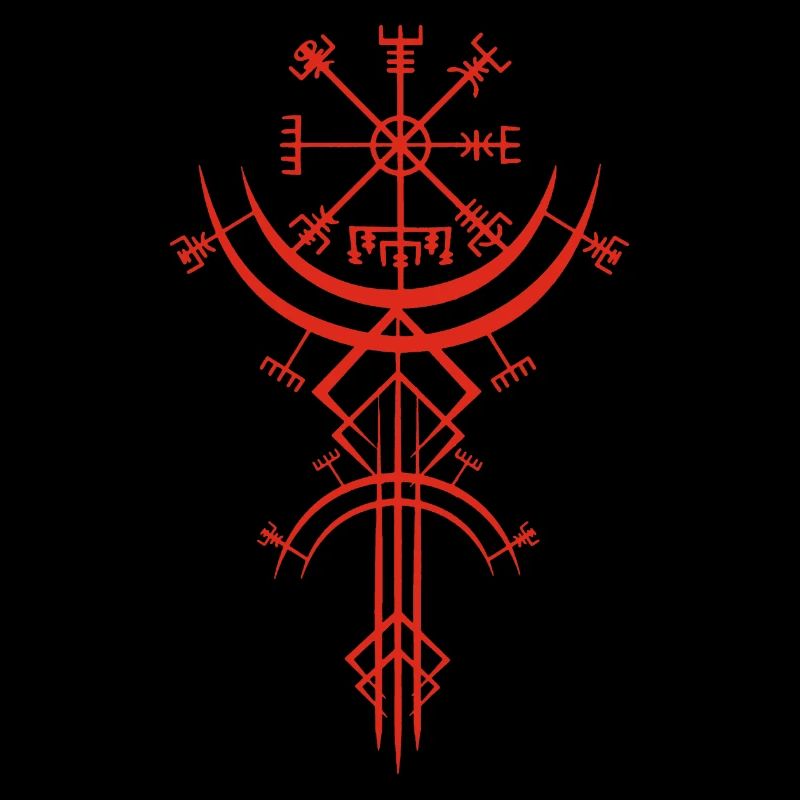 Rotes Symbol eines Wikinger-Kompasses