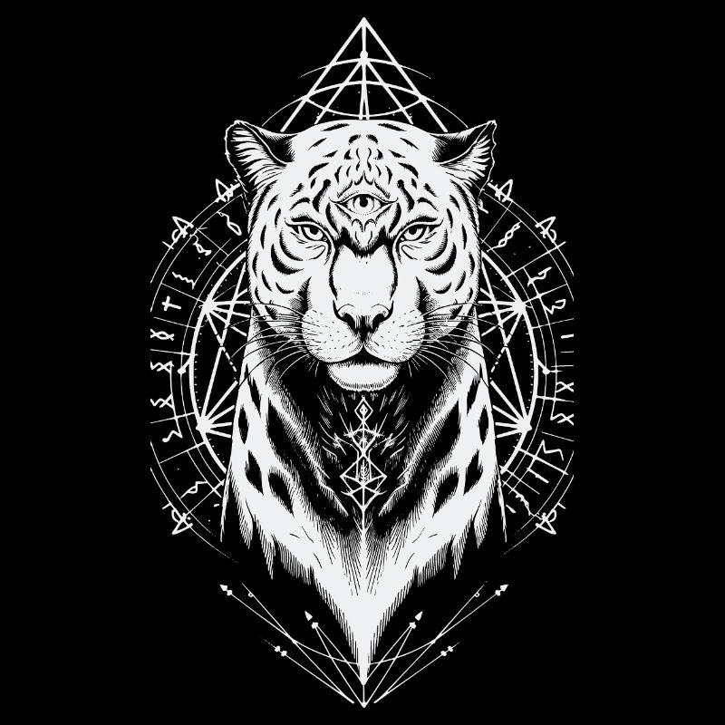 Mystischer Panther mit Drittem Auge & Runen