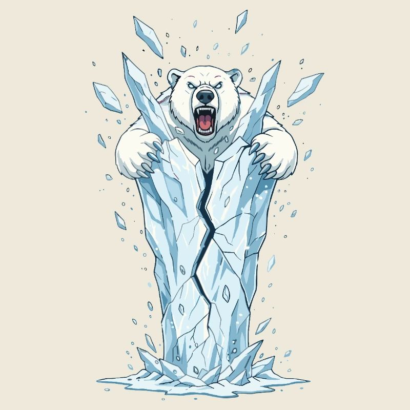 Eisbär bricht Eisblock