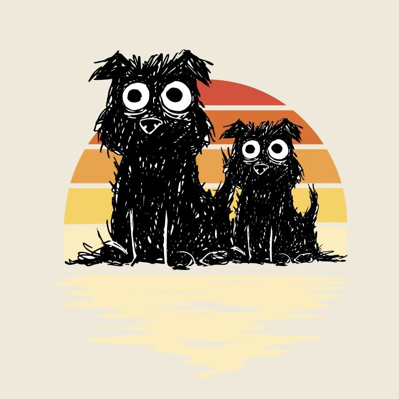 Retro Dogs Vintage Dog 80's 90's Sunset