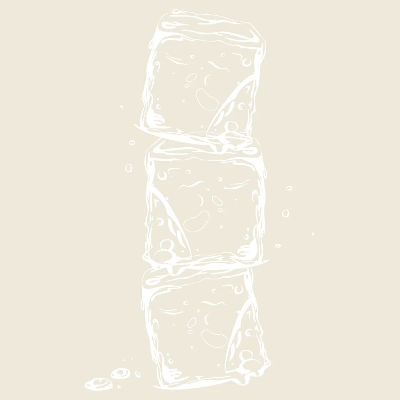 Ice cubes and water drops