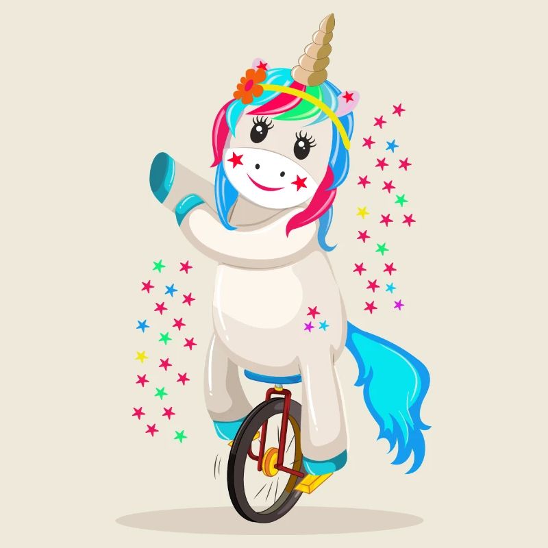 Licorne Unicorn sur un monocycle