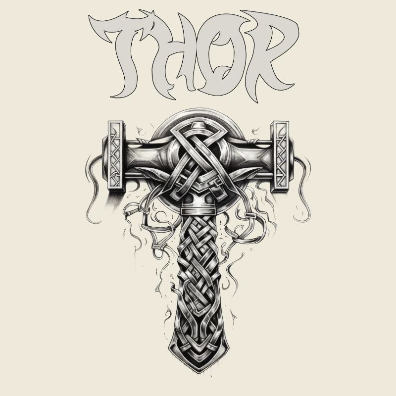 Thor's Hammer Knot Pattern Norse Mythology
