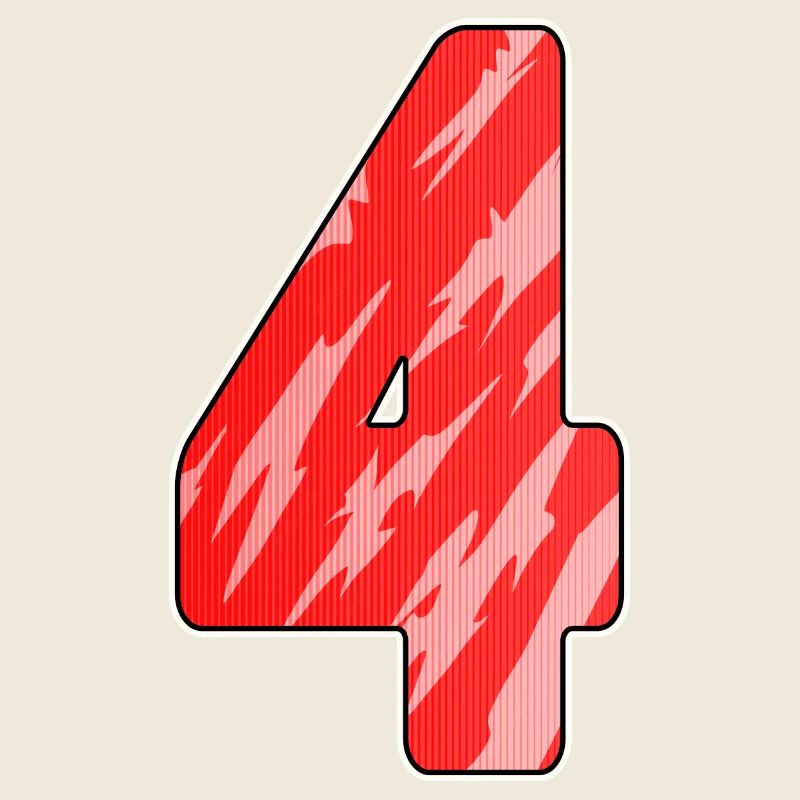 4 - Vier Zahl Nummer Muster Rot