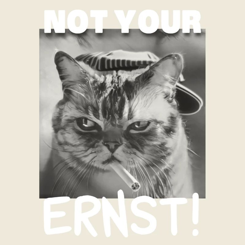 not your ernst! Sarkasmus Denglisch Katze