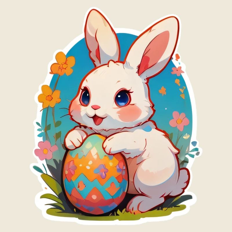 Easter bunny childlike with egg