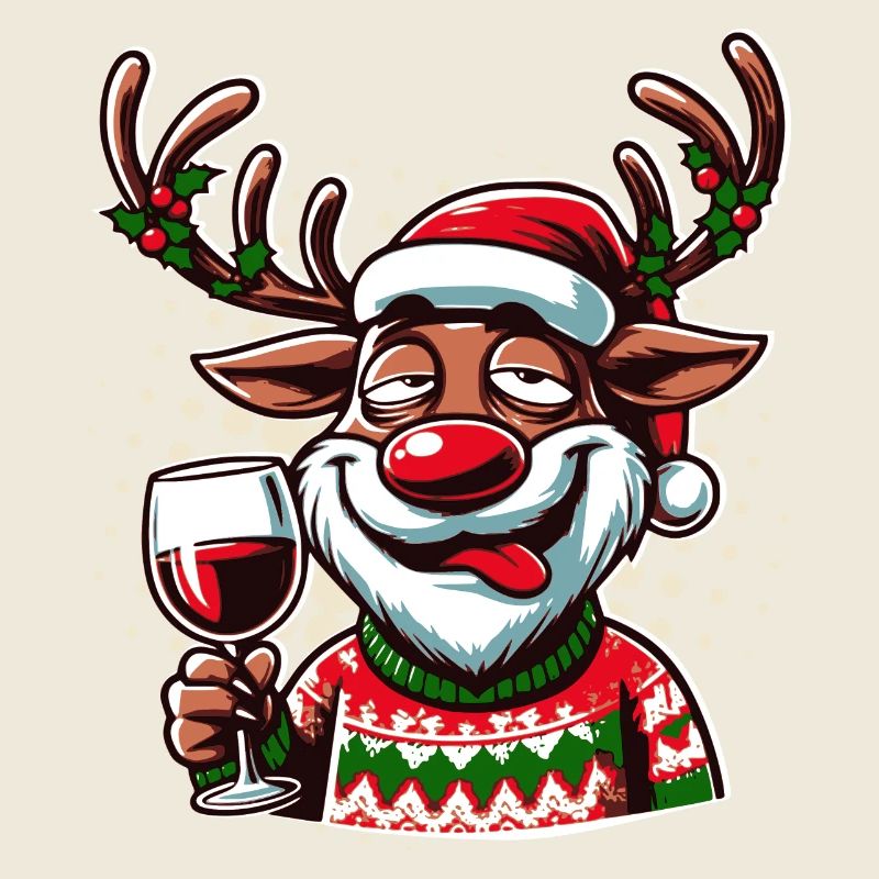 Lustiges Rentier mit Weinglas