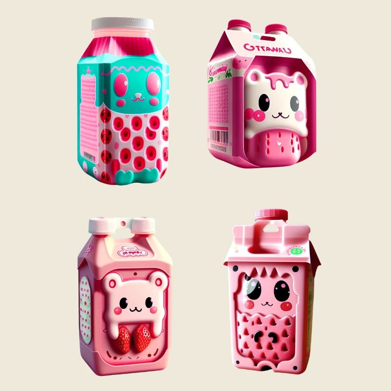 kawaii erdbeere milch karton