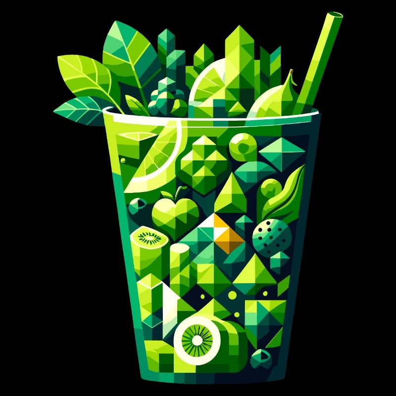 Geometric Green Smoothie: Refreshing Art Design