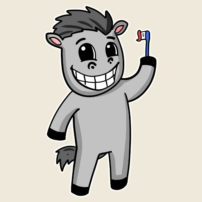 Horse with toothbrush