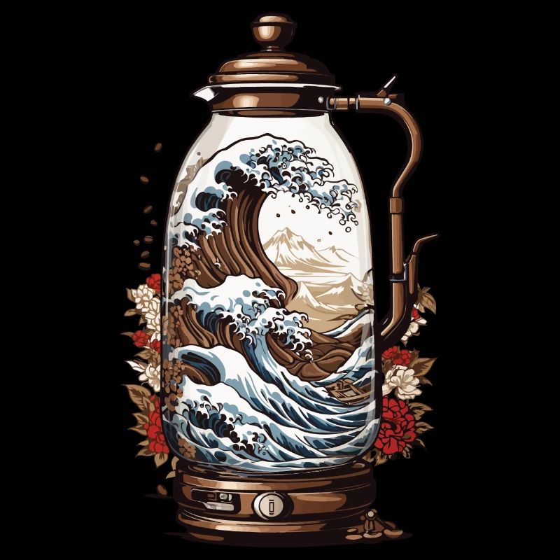 Kaffeekultur Ukiyo-E Welle Japan Kaffee Design