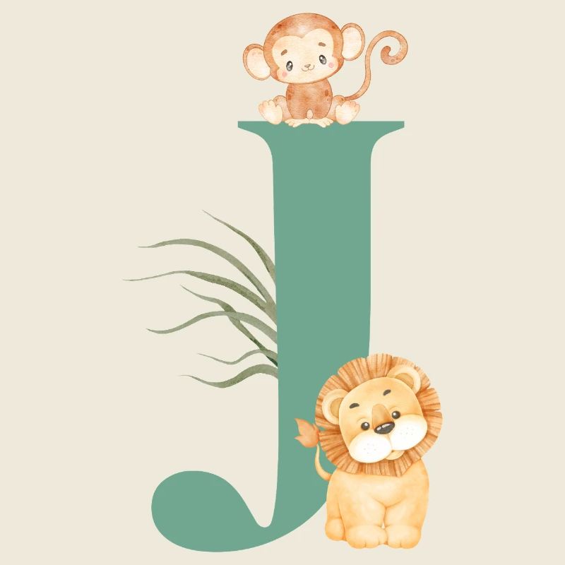 Letter j green jungle animals