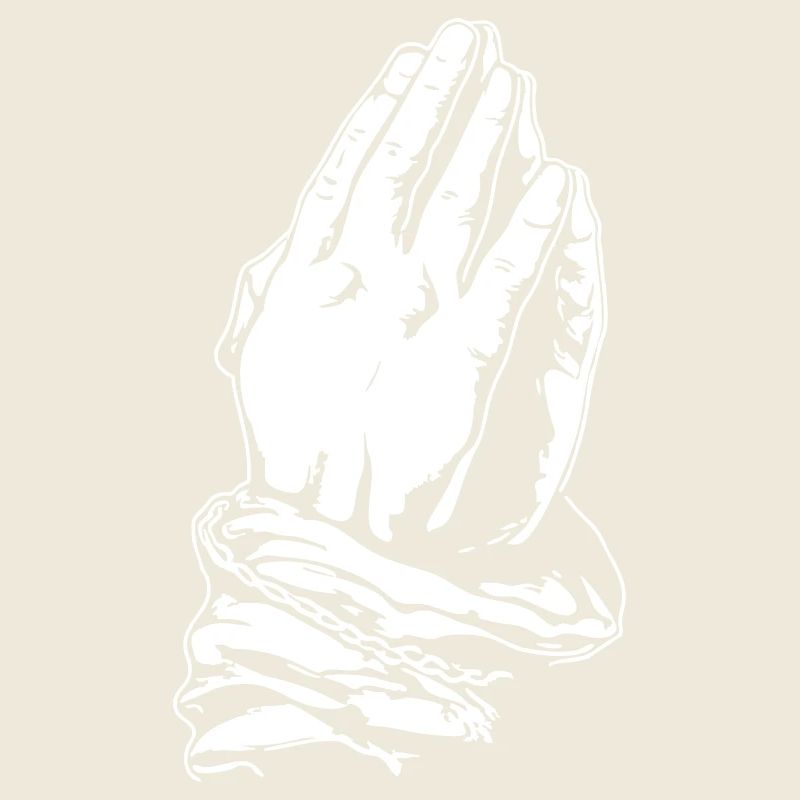 Prayer hands in black and white