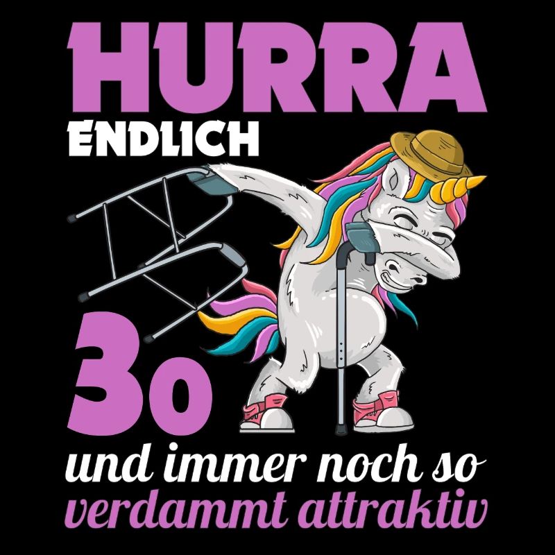 30. Geburtstag 30 Jahre Einhorn mit Rollator Stock
