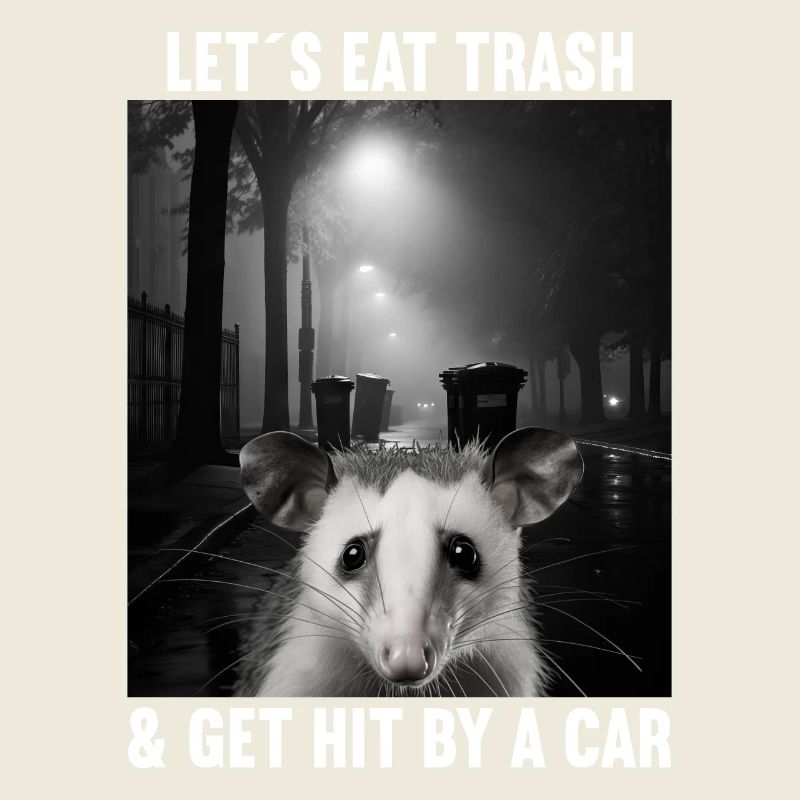 Lets eat Trash and get hit by a Car Opossum Possum