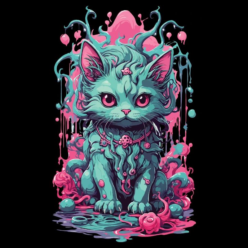 Gothic Pastel Cat Halloween Demon Kitten