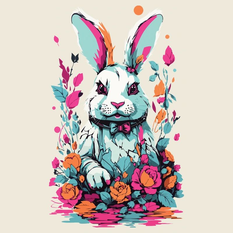 Psycho Gothic Bunny Occult Art Illustration