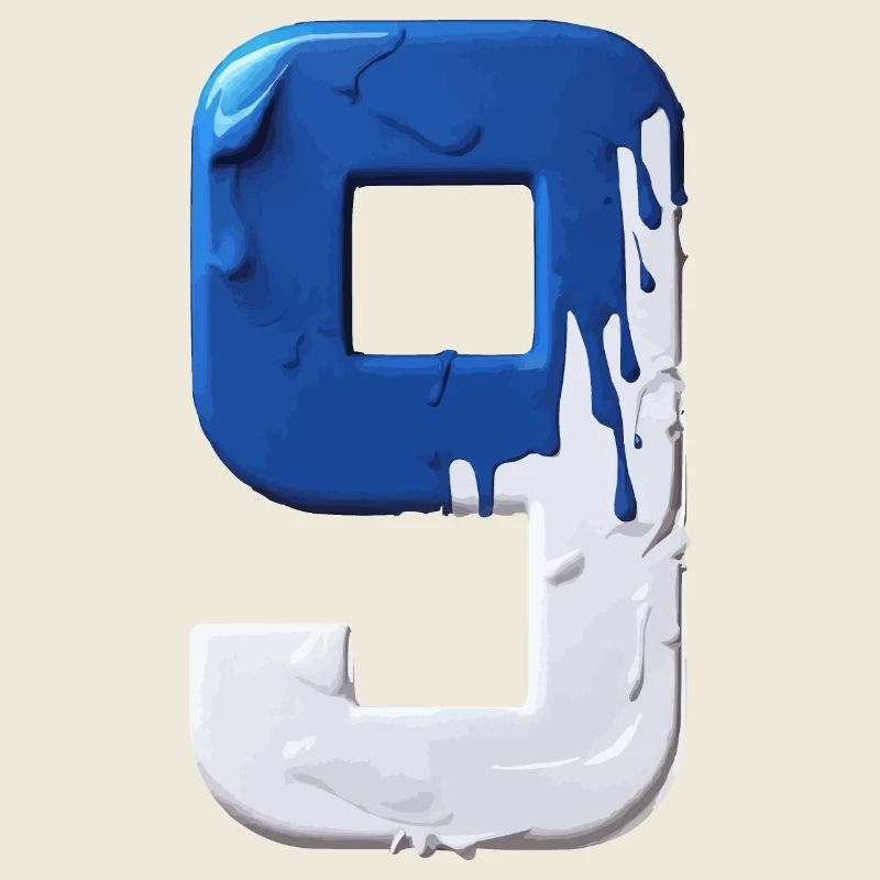 NON. 9 NUMÉRO 9 BLEU BLANC 9E ANNIVERSAIRE