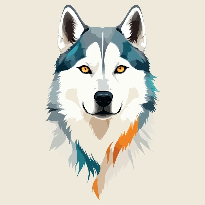 Art vectoriel husky avec illustration aux couleurs vives