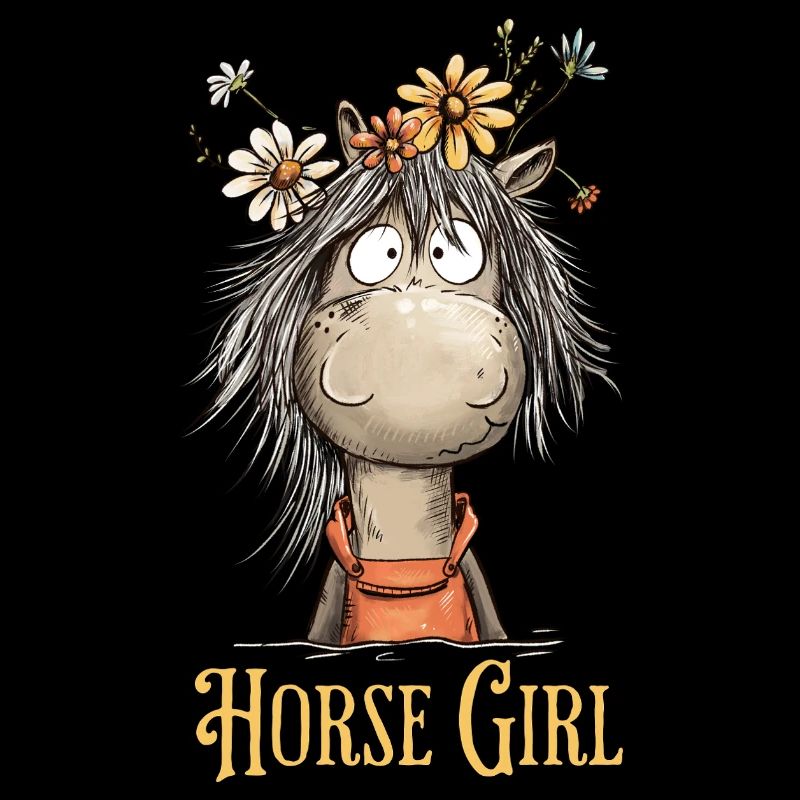 Cheval fille cheval avec des fleurs sauvages cheval disant