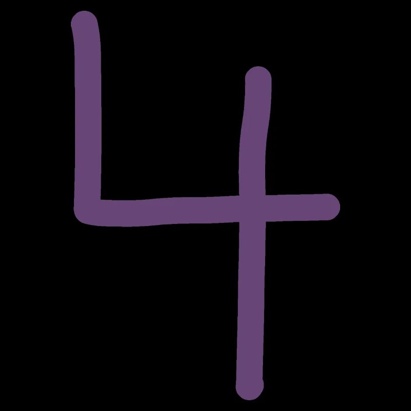 4 Nummer vier Zahl violett Geburtstag