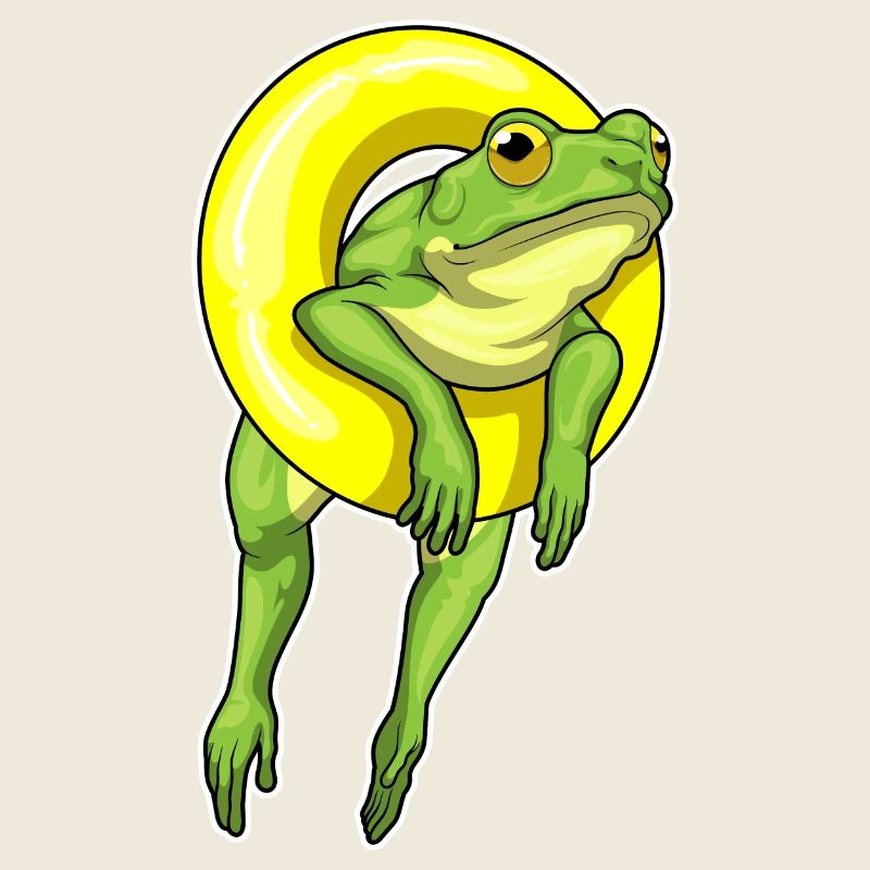 Frosch Schwimmen Rettungsring