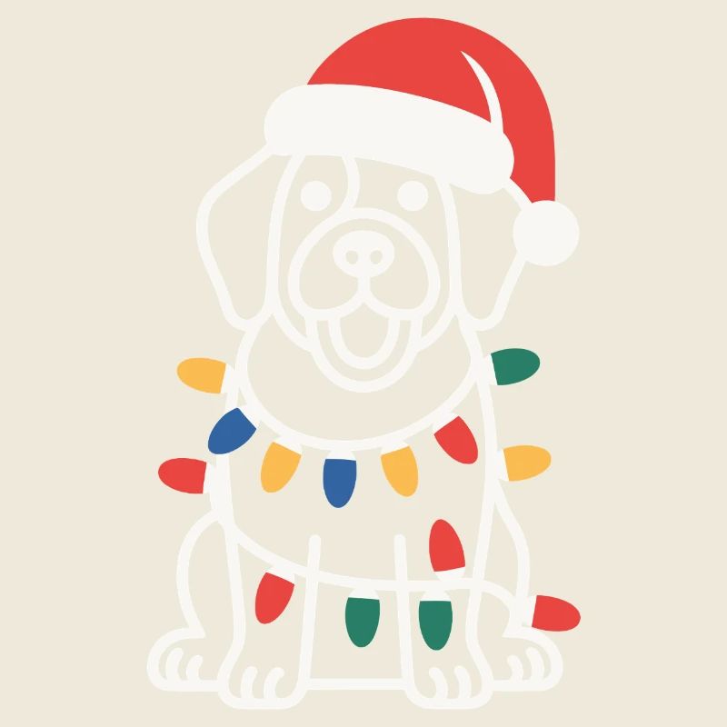 Weihnachtsmann Welpe Weihnachtsbeleuchtung