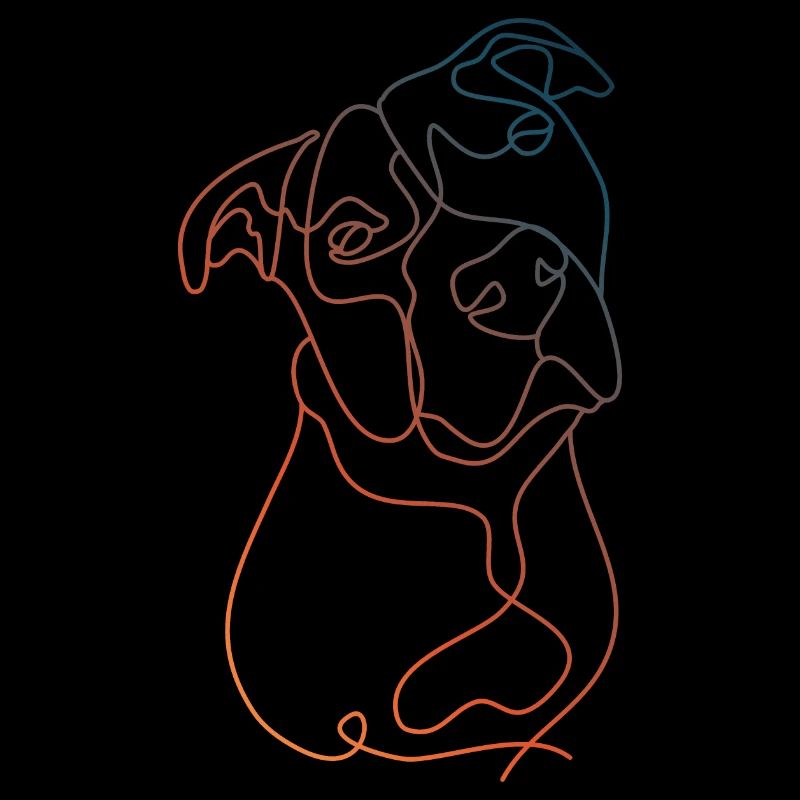 PITBULL MINIMALISTE LINÉAIRE DE COULEUR