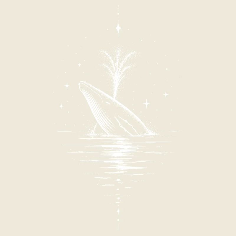 Whale Night Sea Stars Motif