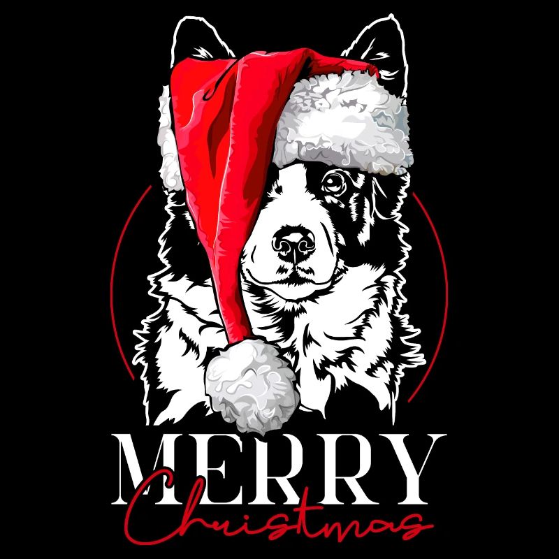 Santa Border Collie Merry Christmas Hunde Wilsigns